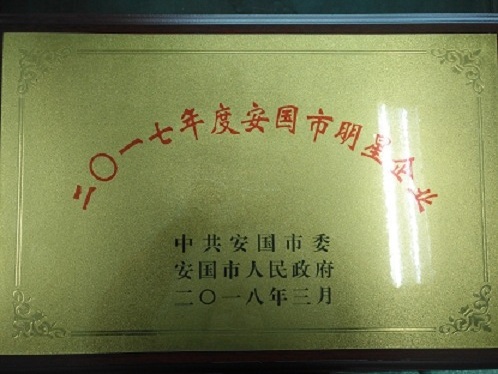 我公司被安國市委、市政府評為二〇一七年度明星企業(yè)
